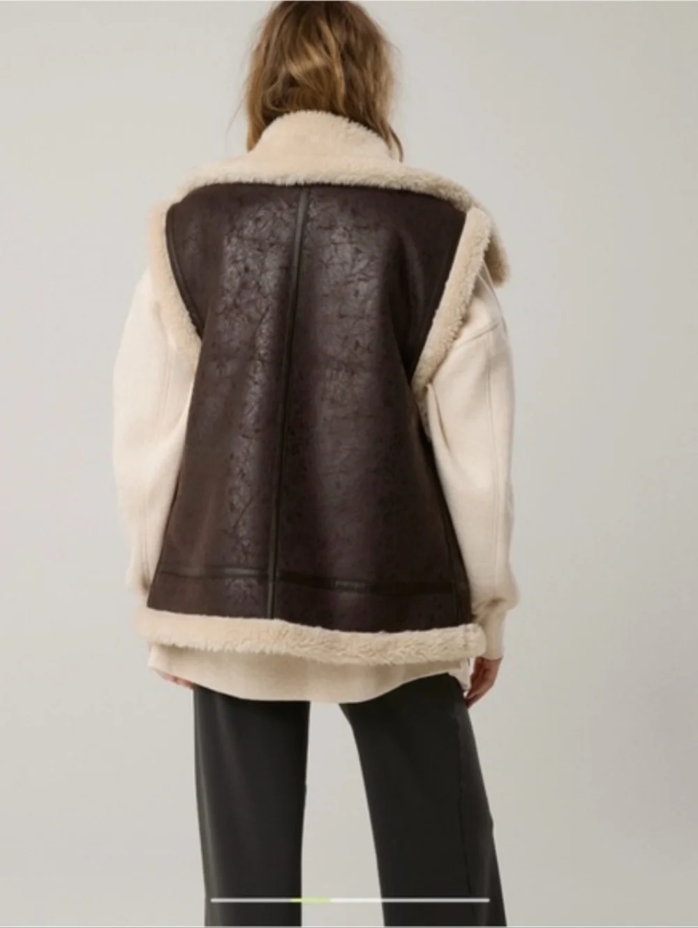 AERIE OFFLINE Faux Shearling Lined Brown Vest with Cream Collar - Picture 7 of 14